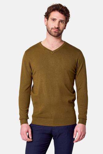 Pull met V-hals - groen