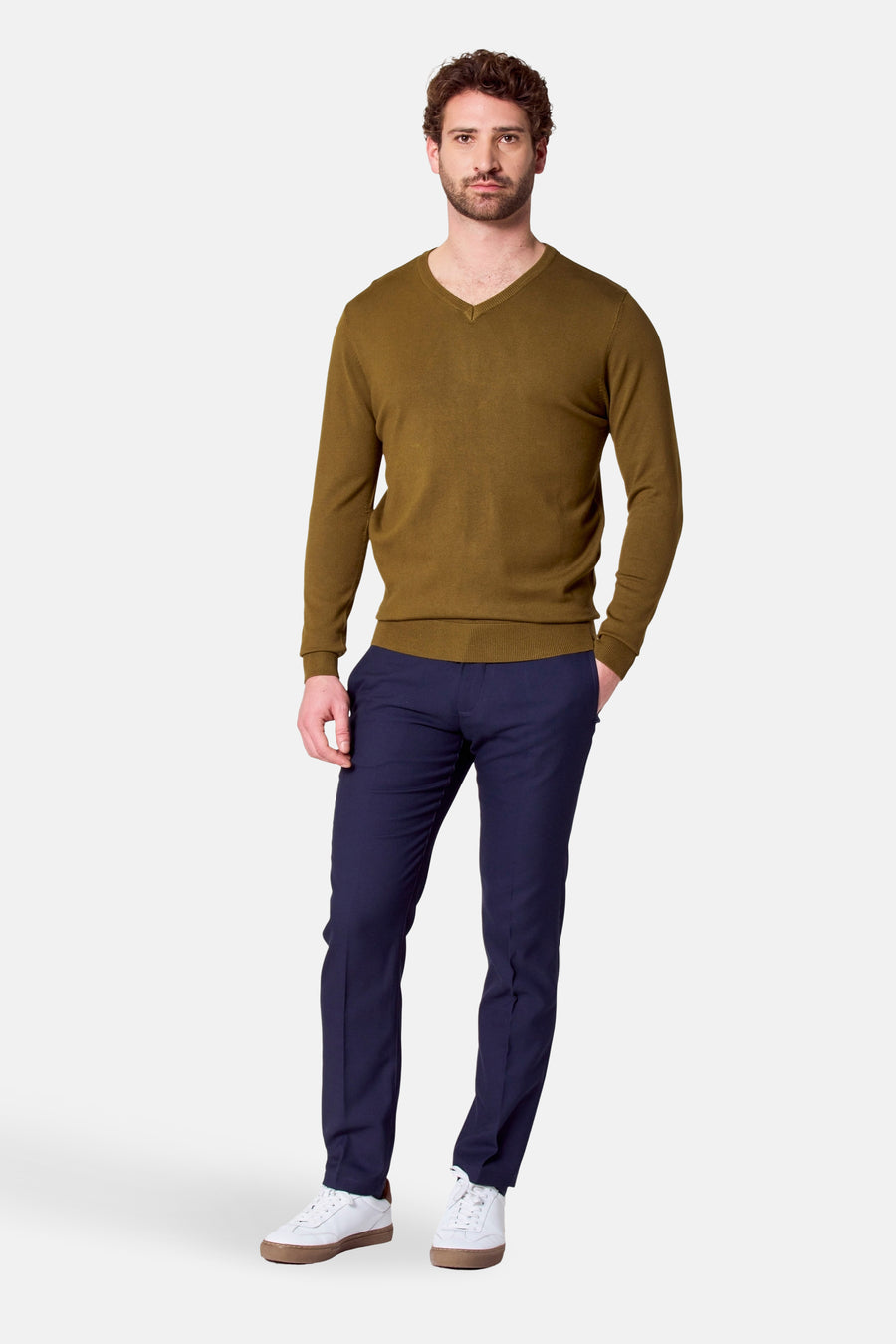 Pull met V-hals - groen - Bruce & Butler