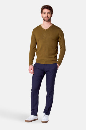 Pull met V-hals - groen