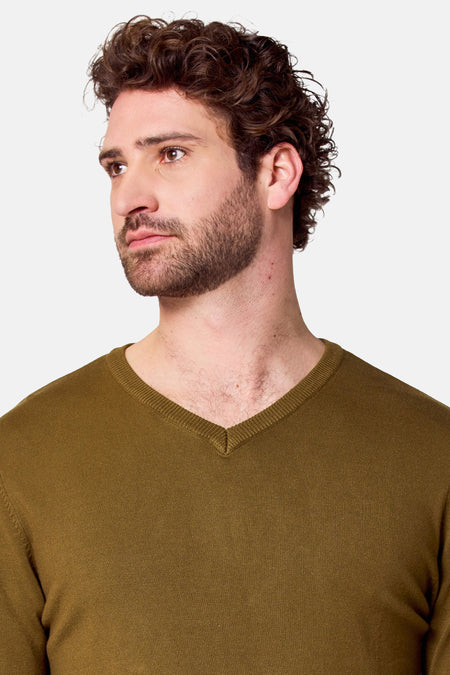 Pull met V-hals - groen