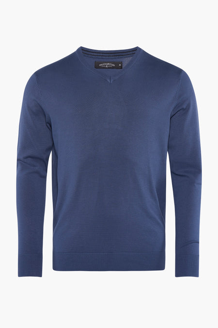 Pull met V-hals - blauw