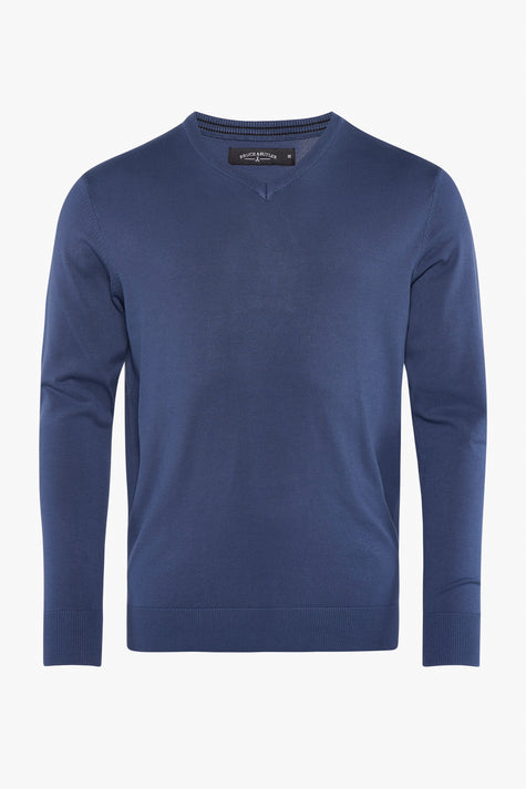 Pull met V-hals - blauw