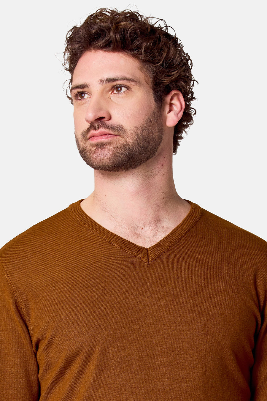 Pull à col en V - brun