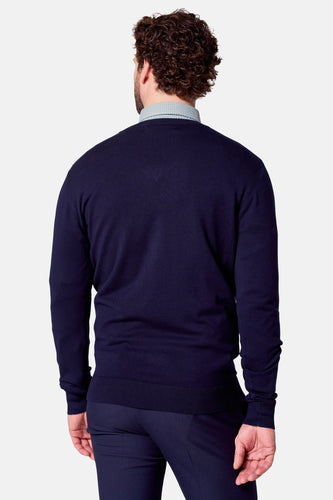 Pull met V-hals - blauw - Bruce & Butler