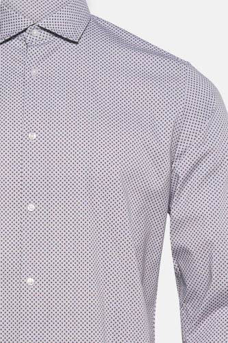 Grijs overhemd met lange mouwen van Bruce & Butler, met een fijn geometrisch patroon.