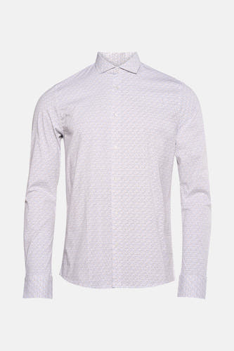 Wit overhemd met lange mouwen van Bruce & Butler, met een geometrisch patroon.

