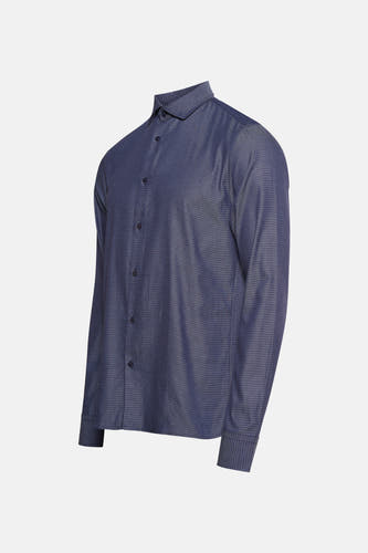 Blauw overhemd met lange mouwen van Bruce & Butler, met een subtiel grafisch patroon.