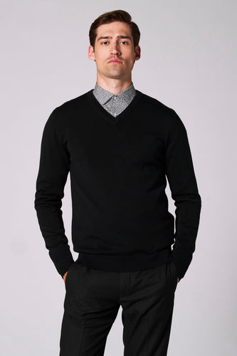 Pull met V-hals - zwart - Bruce & Butler