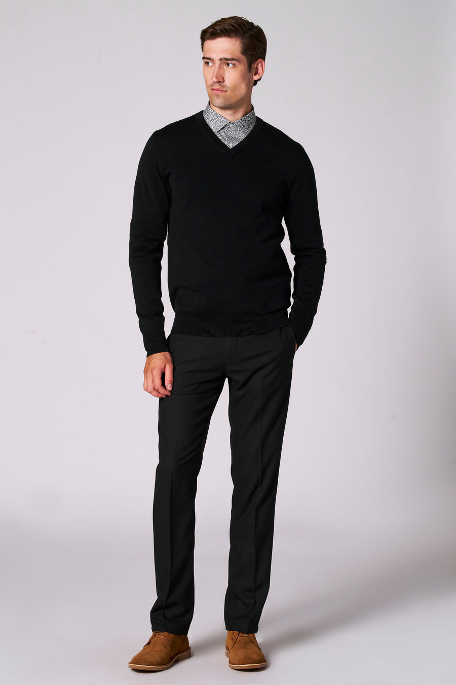 Pull met V-hals - zwart - Bruce & Butler