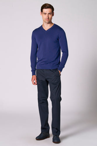 Pull met V-hals - blauw - Bruce & Butler