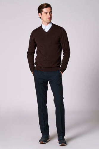 Pull met V-hals - bruin - Bruce & Butler