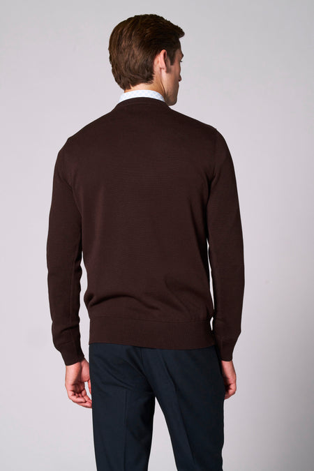 Pull à col en V - brun