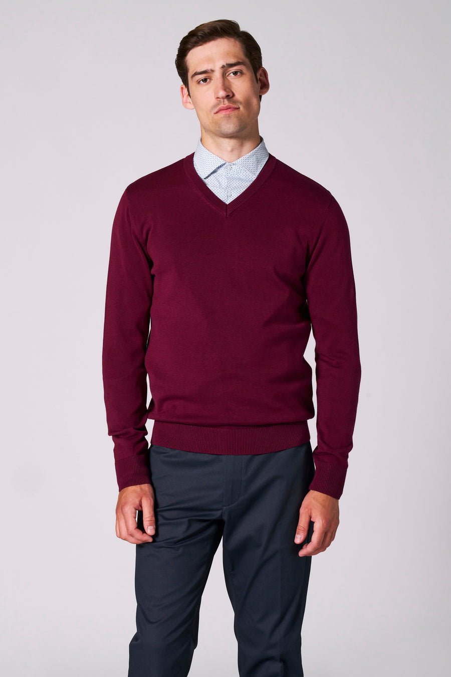 Pull met V-hals - bordeaux - Bruce & Butler