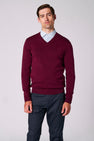 Pull met V-hals - bordeaux