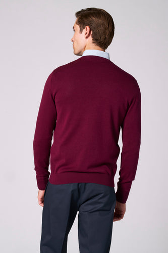 Pull met V-hals - bordeaux - Bruce & Butler