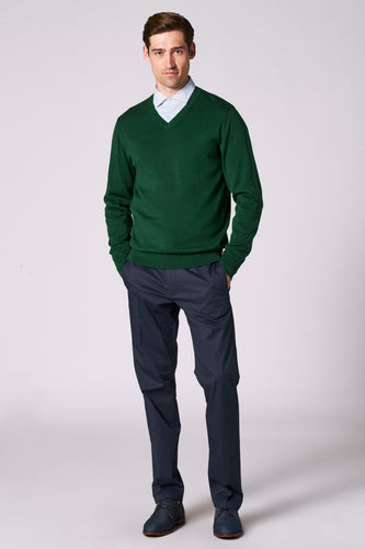 Pull met V-hals - groen - Bruce & Butler