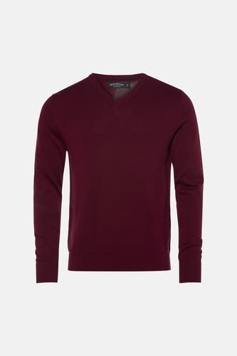 Pull met V-hals - bordeaux