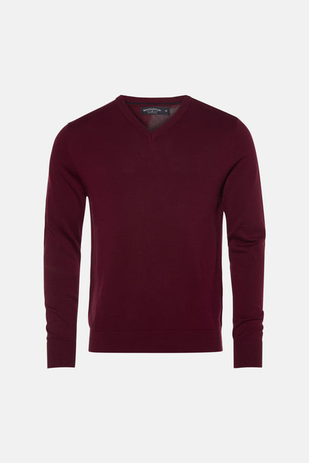 Pull met V-hals - bordeaux