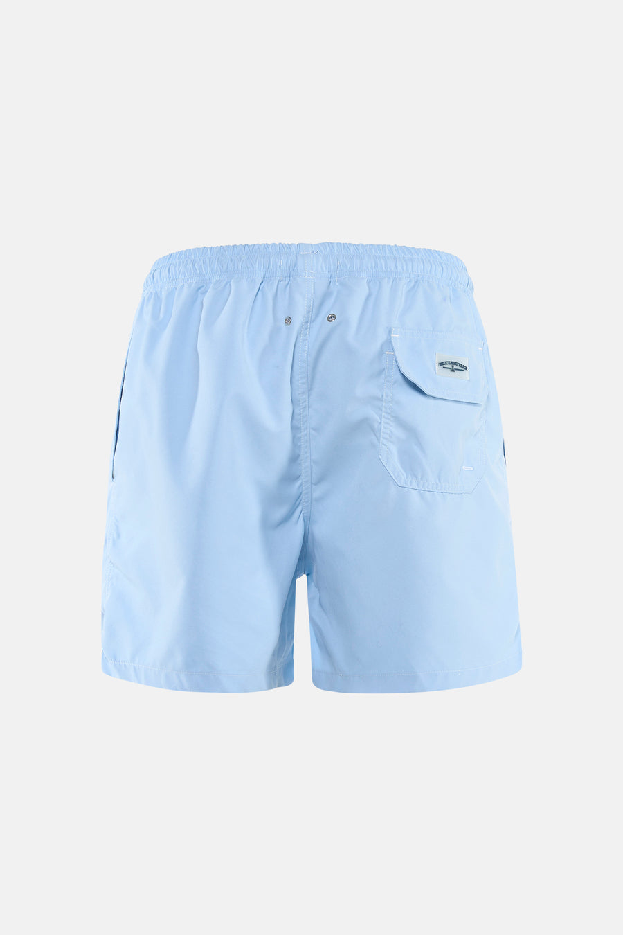 Short de bain bleu de Bruce & Butler avec taille élastique, poche à rabat et deux œillets à l'arrière.