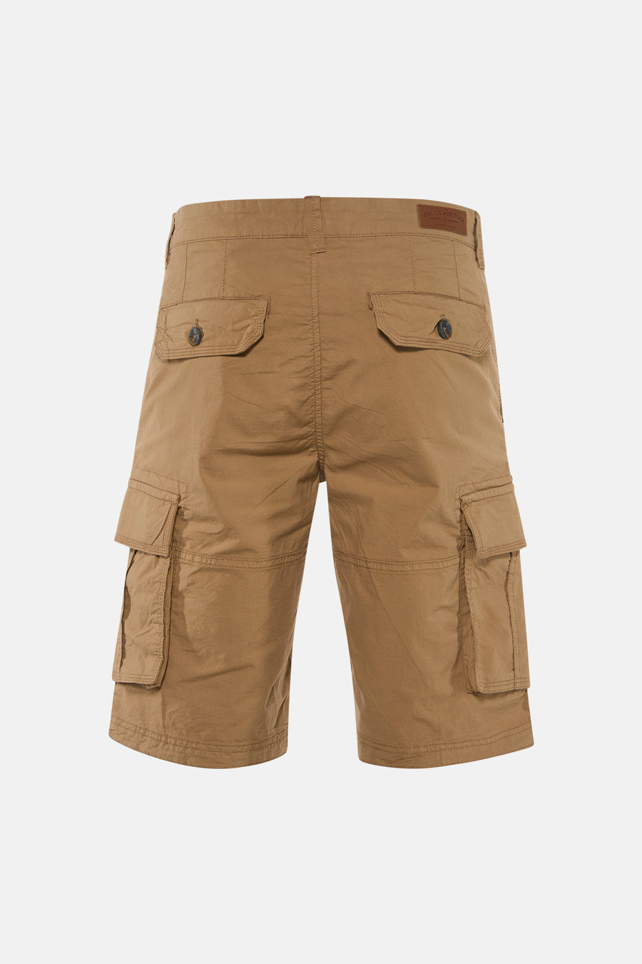 Beige Bermuda shorts van Bruce & Butler, achterkant met zakken en knopen, katoenlook, korte broekstijl