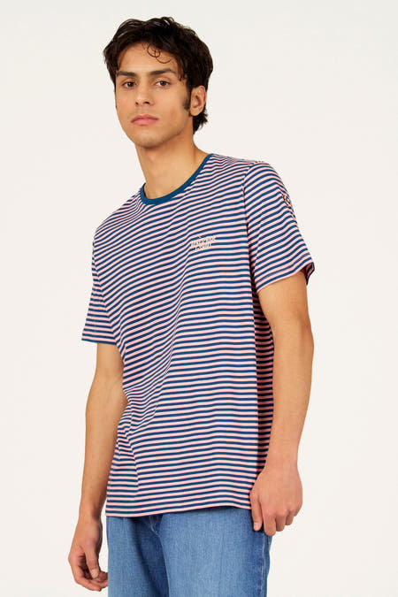 Veelkleurig T-shirt met korte mouwen van Cyclo Club Marcel, met horizontale strepen en ronde hals.