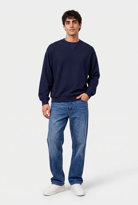 Sweat col O - bleu