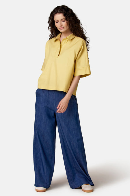 Blouse met korte mouwen - geel