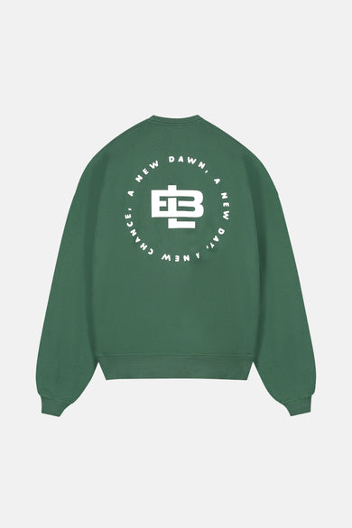 Groene sweater van BASELAB, met een grafische print op de achterkant en ronde hals.