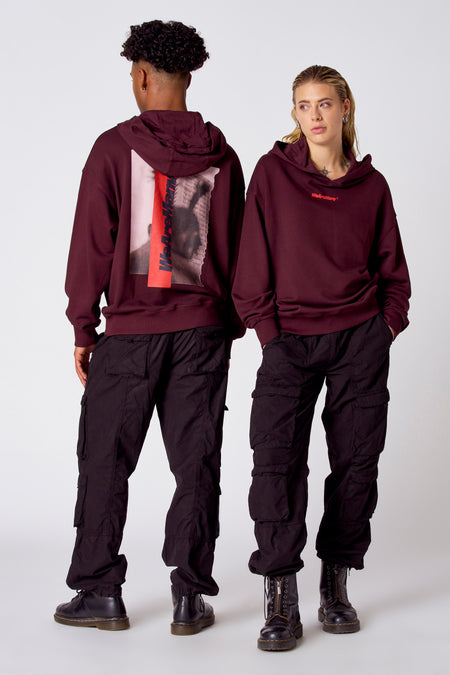 SWEATSHIRT MET KAP - Bordeaux