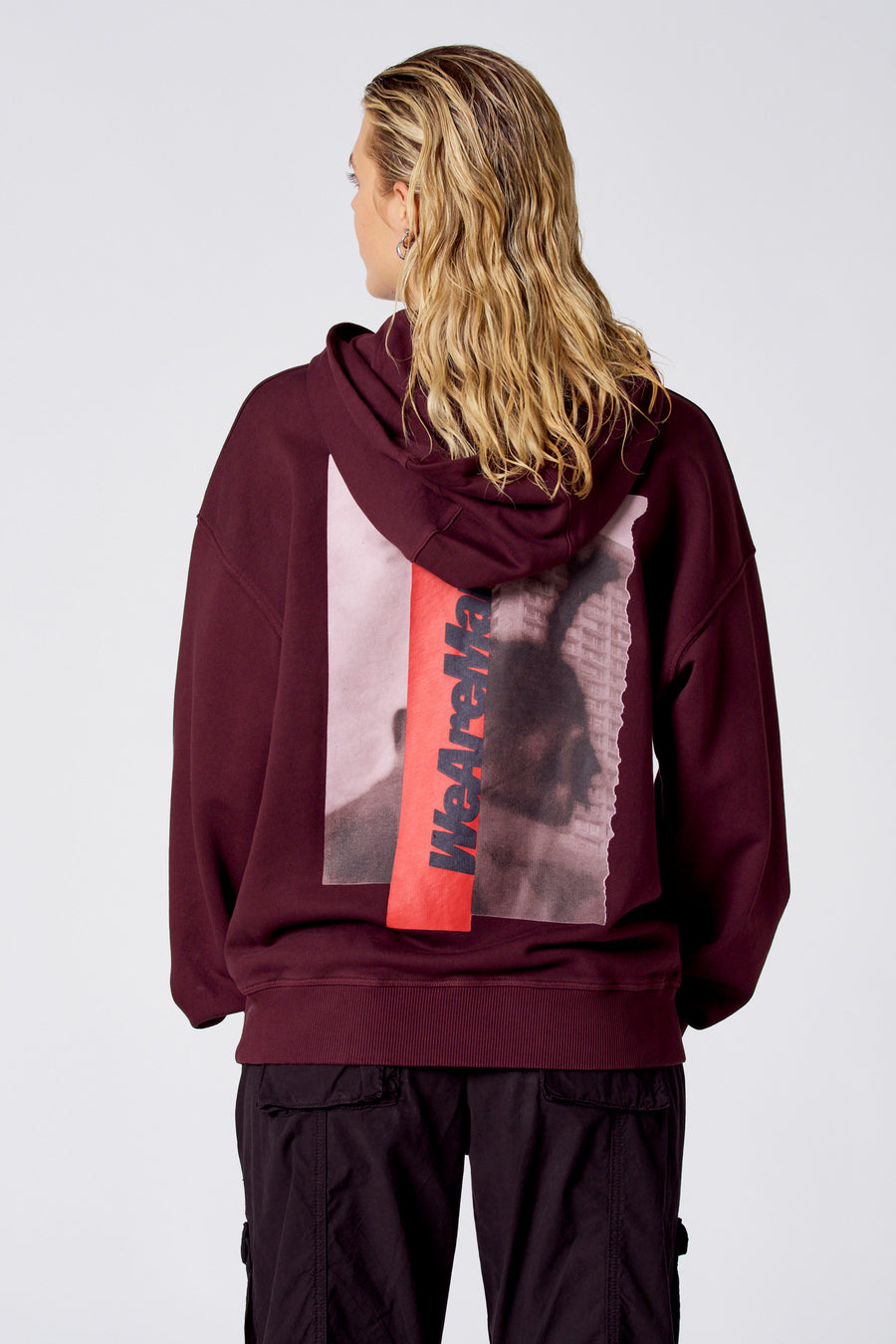 SWEATSHIRT MET KAP - Bordeaux - COELY