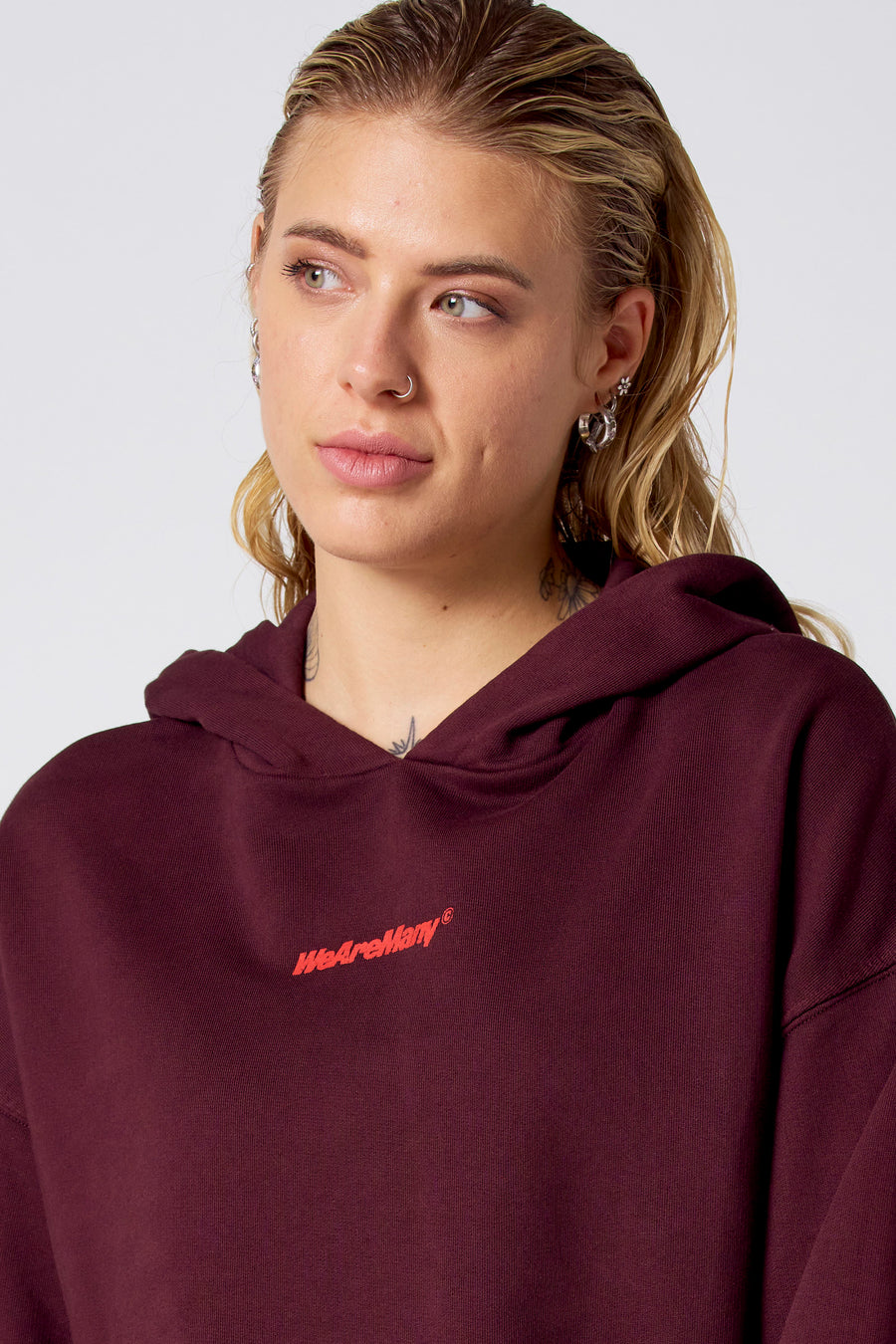 SWEATSHIRT MET KAP - Bordeaux - COELY