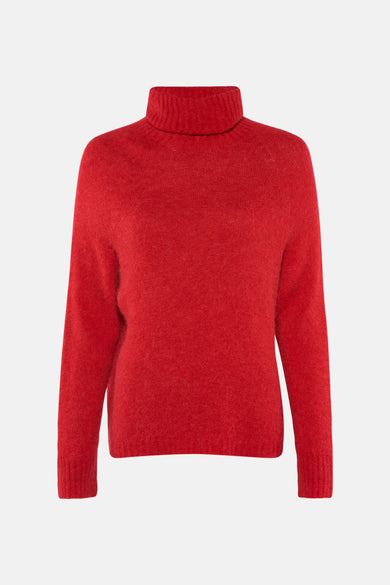 Pull-over rouge avec col rond de Clouds of Fashion, en tissu finement tricoté.