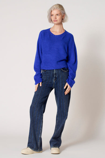 Pull met ronde hals - blauw