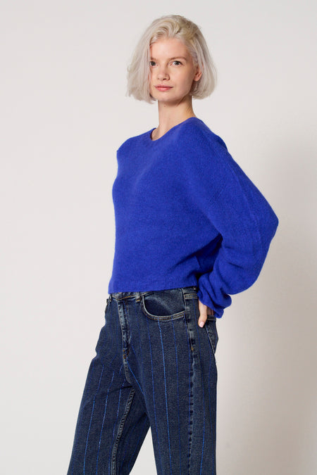 Pull met ronde hals - blauw