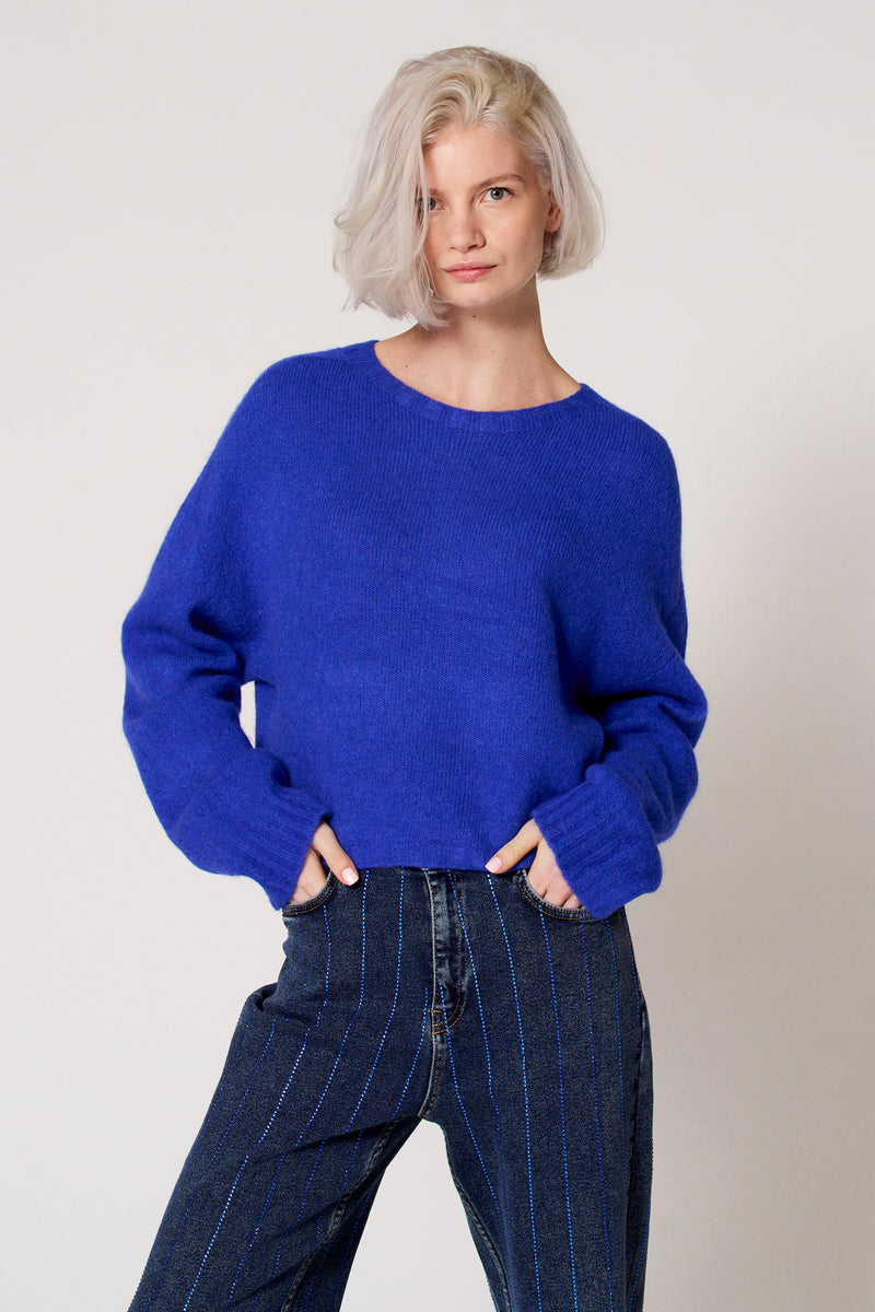 Pull met ronde hals - blauw
