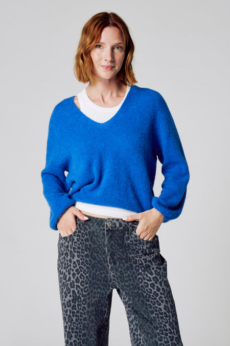 Pull col V Bleu - Clouds of Fashion