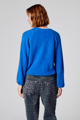 Pull à col en V - bleu - Clouds of Fashion