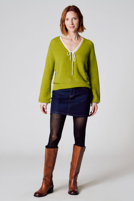 Pull col V Vert - Clouds of Fashion