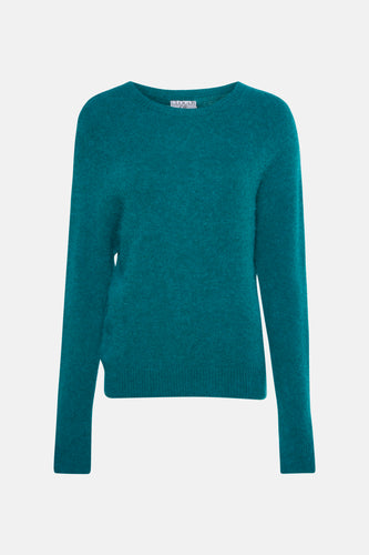 Groene trui met ronde hals van Clouds of Fashion, met een zachte, wollige textuur.
