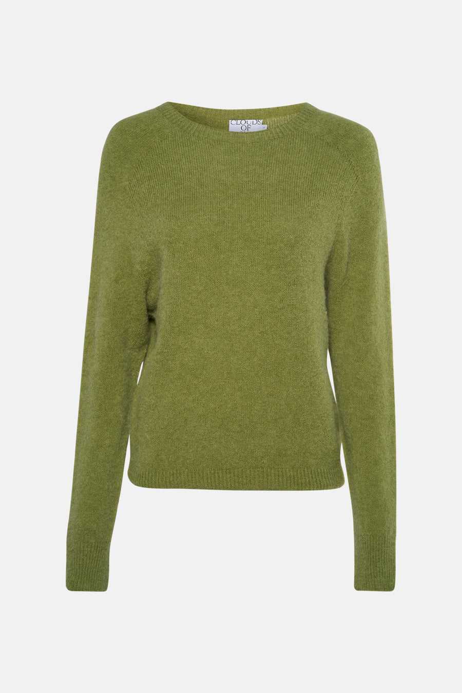 Groene trui met ronde hals van Clouds of Fashion, met een fijne breistructuur.