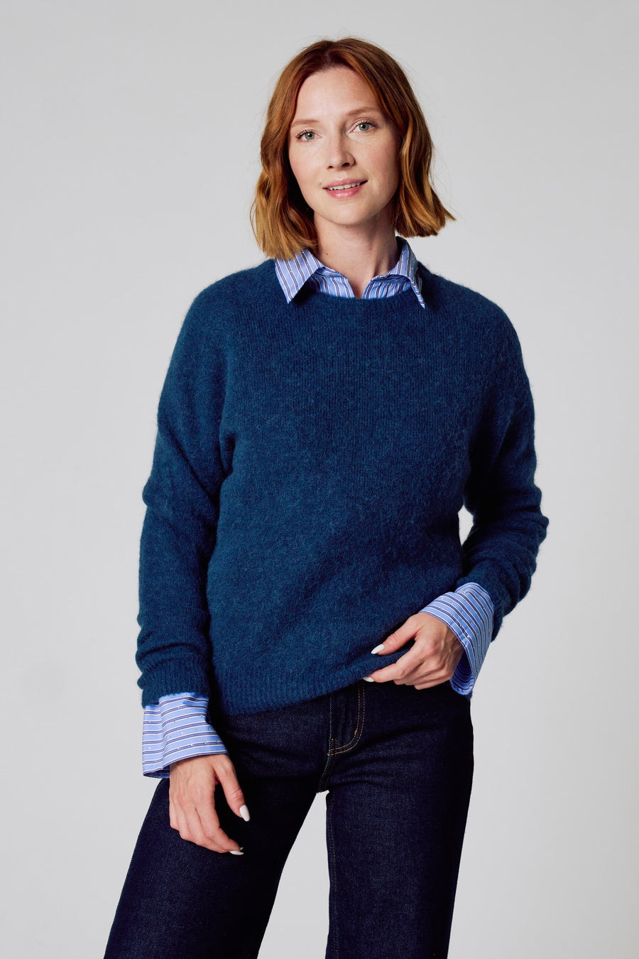 Pull à col rond - bleu - Clouds of Fashion