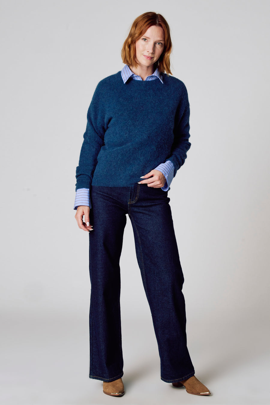 Pull à col rond - bleu - Clouds of Fashion