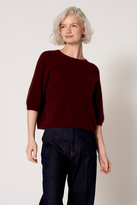 Pull met ronde hals - bordeaux