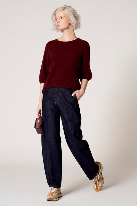 Pull met ronde hals - bordeaux