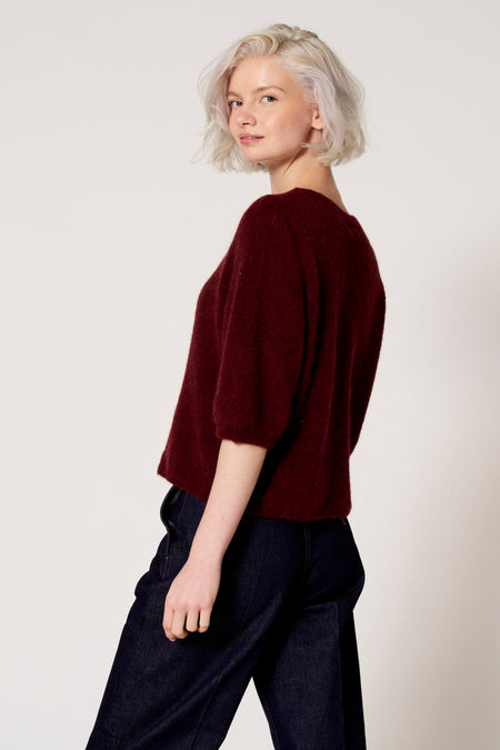Pull met ronde hals - bordeaux