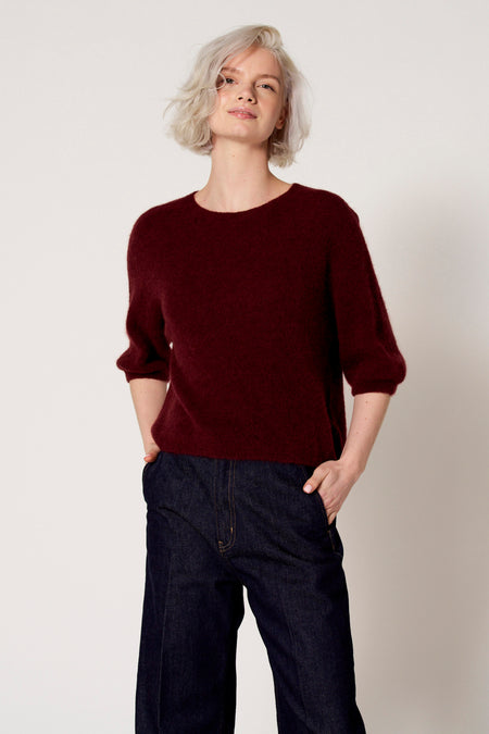 Pull met ronde hals - bordeaux
