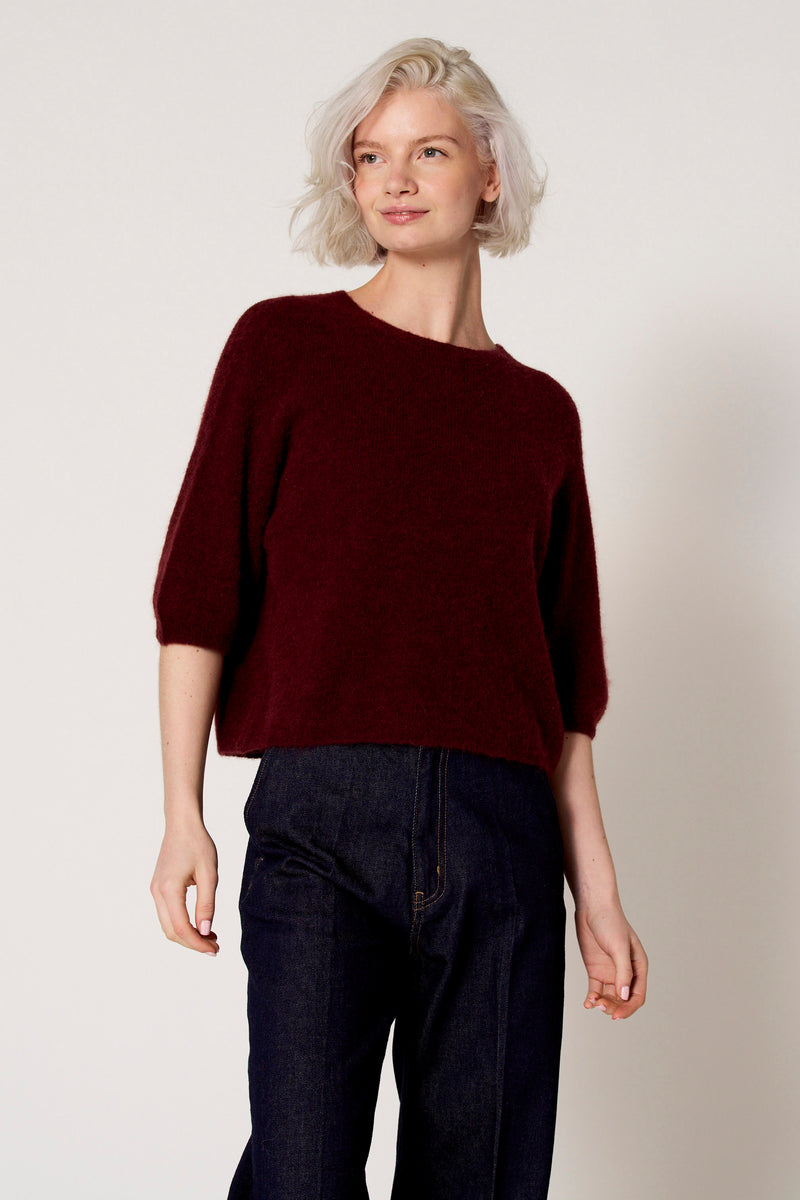 Pull met ronde hals - bordeaux