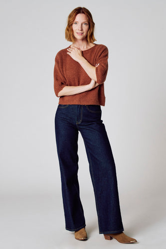 Pull met ronde hals - bruin