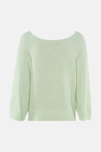 Lichtgroene trui met ronde hals van Clouds of Fashion, met zachte, pluizige textuur en 3/4 mouwen.