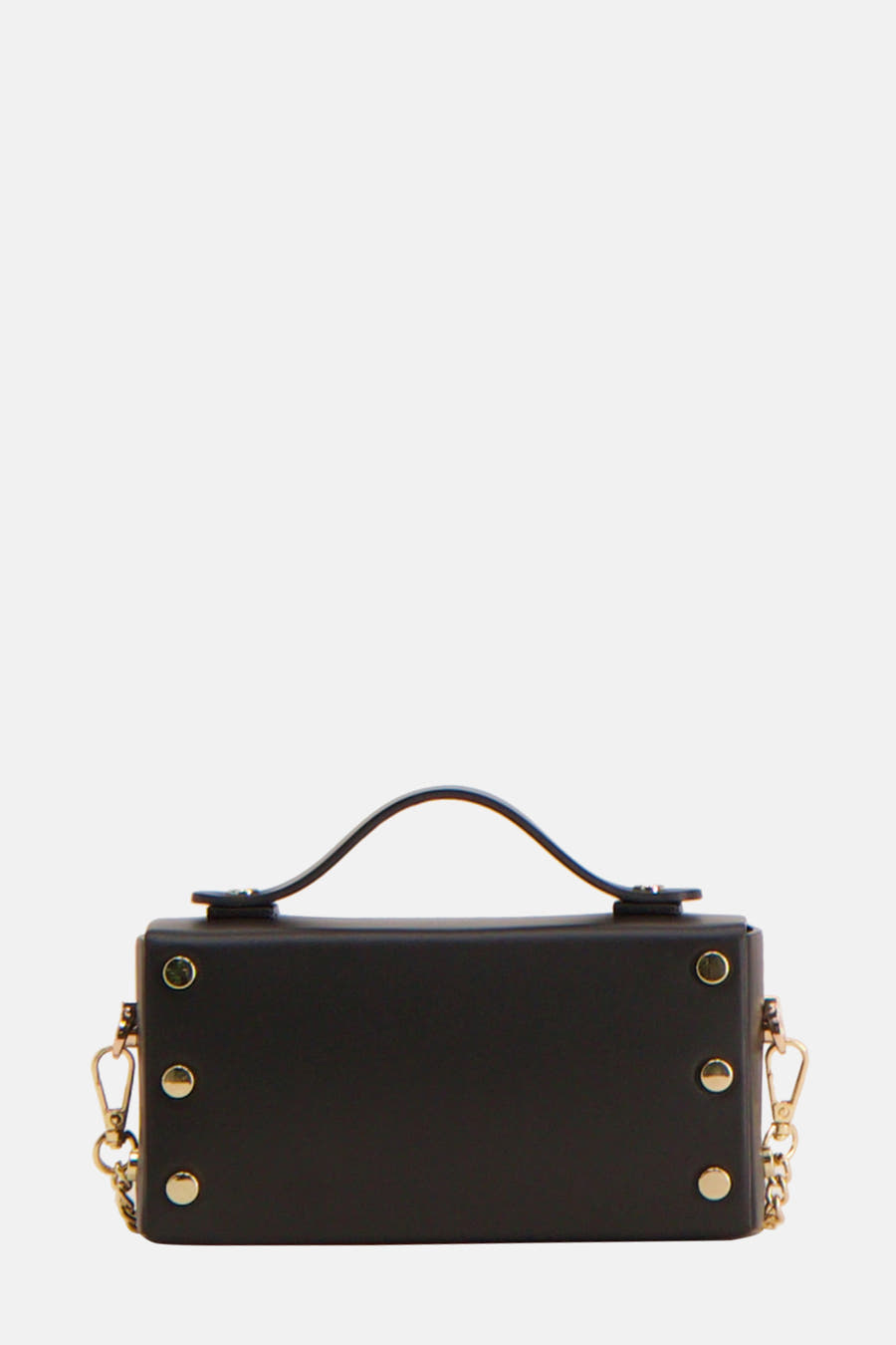 Zwarte handtas van Clouds of Fashion met gouden studs en een handvat aan de bovenkant.